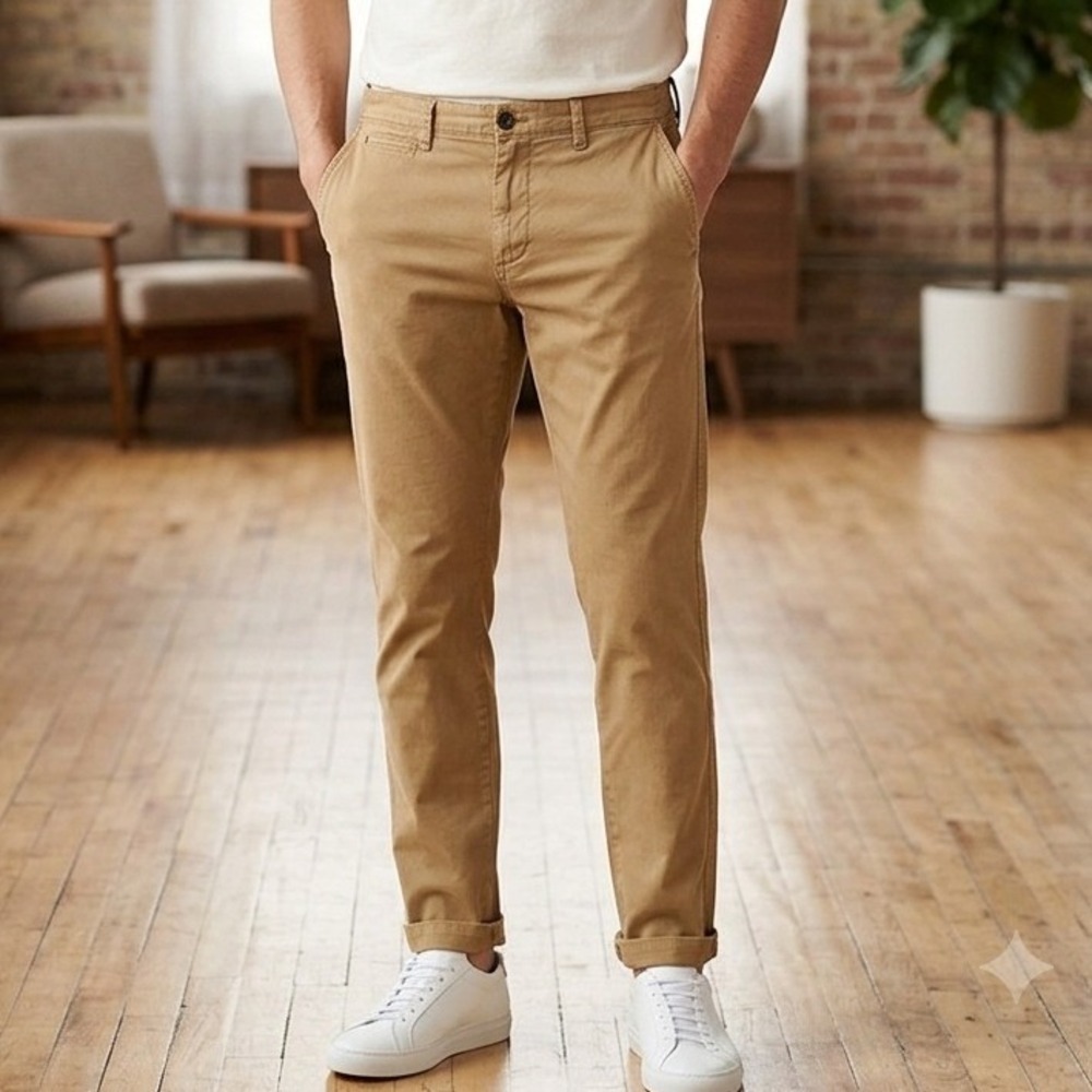 GAP Mens Khaki Chino‎ Pants Tan Slim Straight Stretch 36x30 Cotton Blend Casual